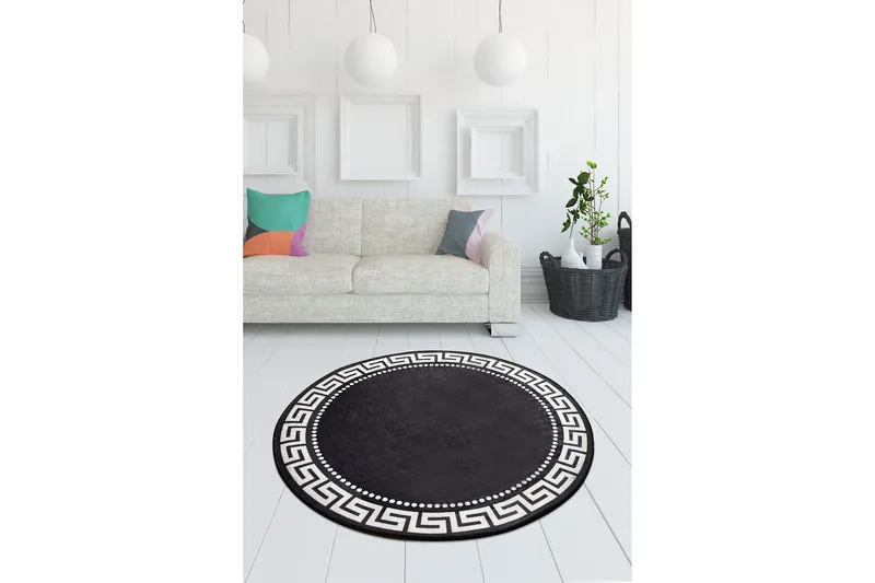 Orbarthe Matta Rund 140 cm - Flerfärgad/Sammet - Textil & mattor - Mattor - Modern matta - Friezematta