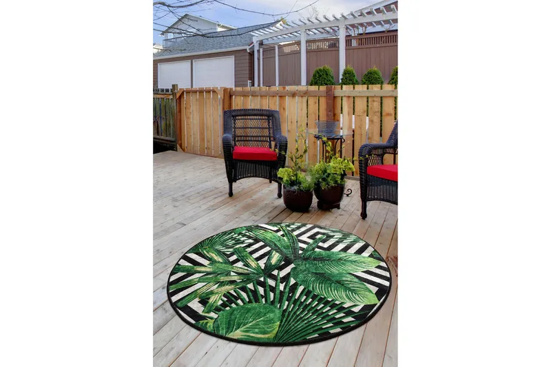 Serhat Matta Rund 100 cm - Grön/Sammet - Textil & mattor - Mattor - Modern matta - Friezematta