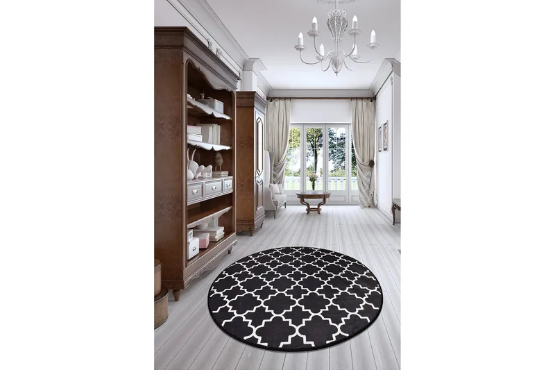 Surupa Matta Rund 100 cm - Svart/Sammet - Textil & mattor - Mattor - Modern matta - Friezematta