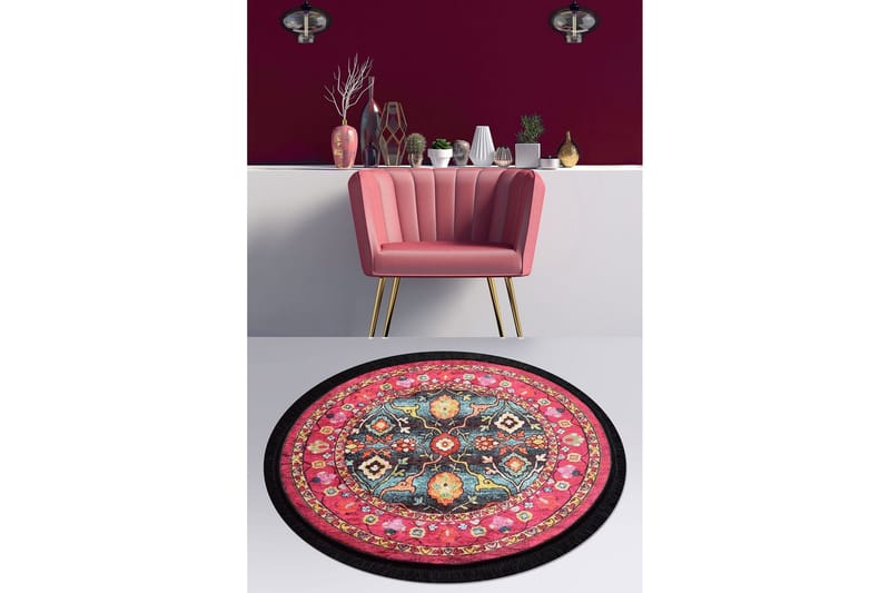 Svetik Matta Rund 100 cm - Flerfärgad/Sammet - Textil & mattor - Mattor - Modern matta - Friezematta