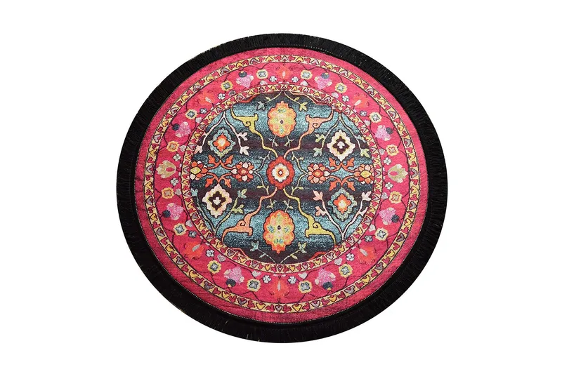 Svetik Matta Rund 140 cm, Flerfärgad/Sammet