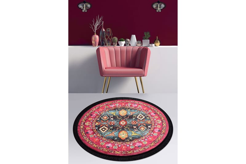 Svetik Matta Rund 140 cm - Flerfärgad/Sammet - Textil & mattor - Mattor - Modern matta - Friezematta