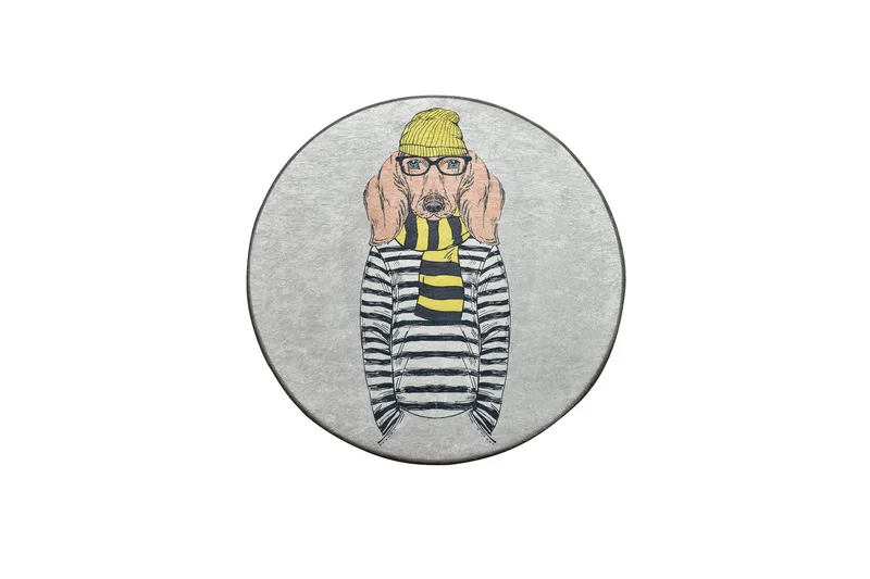 Tahmores Matta Rund 100 cm, Flerfärgad/Sammet