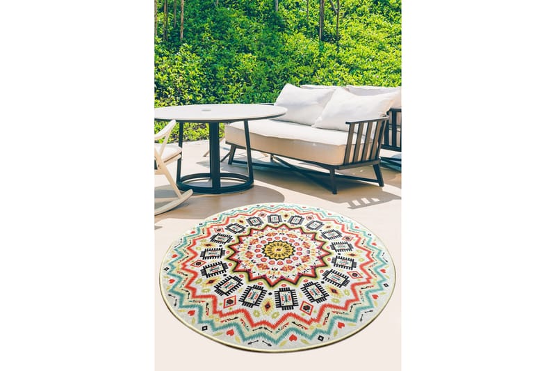 Tsakali Matta Rund 100 cm, Flerfärgad/Sammet