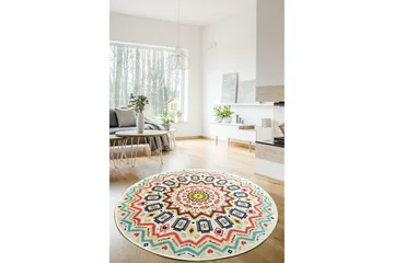 Tsakali Matta Rund 100 cm - Flerfärgad/Sammet - Textil & mattor - Mattor - Modern matta - Friezematta