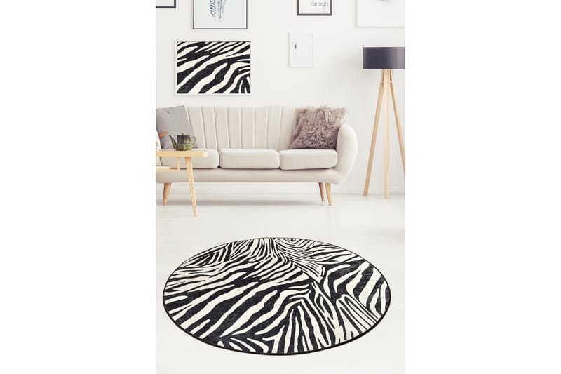 Ulphe Matta Rund 140 cm - Zebra/Sammet - Textil & mattor - Mattor - Modern matta - Friezematta