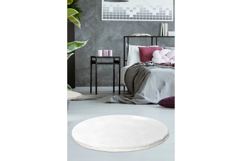 Vigentino Matta Rund 90 cm - Vit/Akryl - Textil & mattor - Mattor - Modern matta - Friezematta