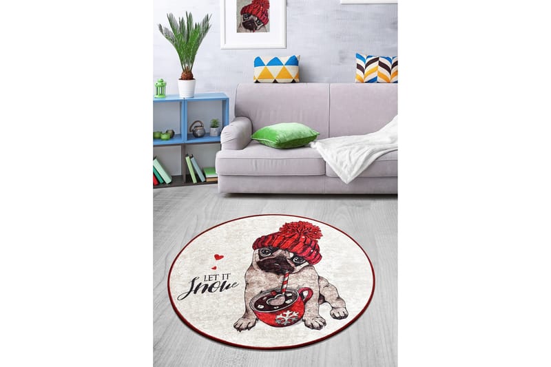 Zapada Matta Rund 100 cm - Flerfärgad/Sammet - Textil & mattor - Mattor - Modern matta - Friezematta