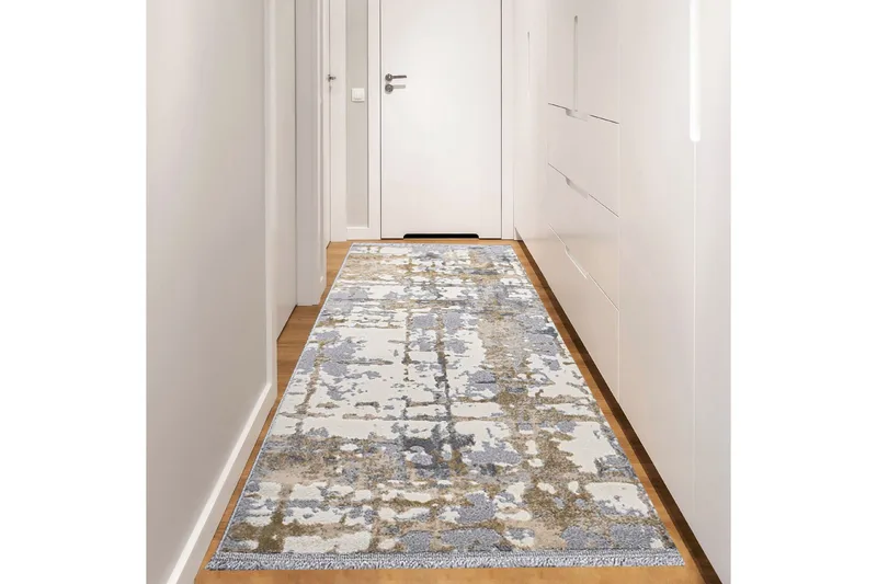 Naveena Gångmatta 100x500 cm Rektangulär, Grå/Beige/Creme