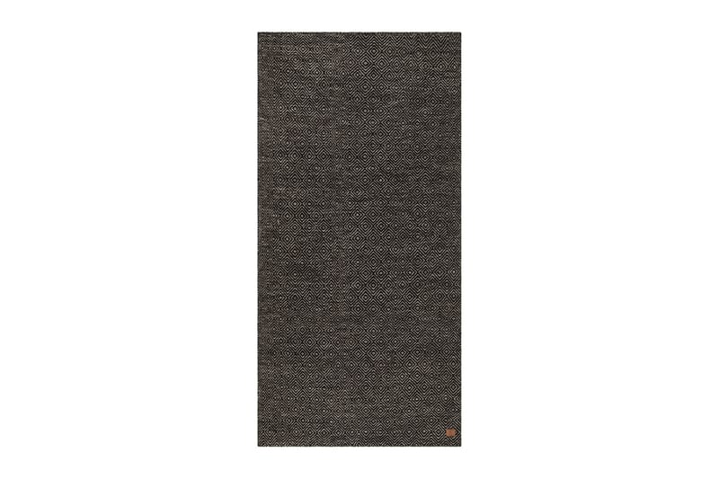Gåsöga Ullmatta 75x200 cm Oval - Svart/Vit - Textil & mattor - Mattor - Modern matta - Ullmatta
