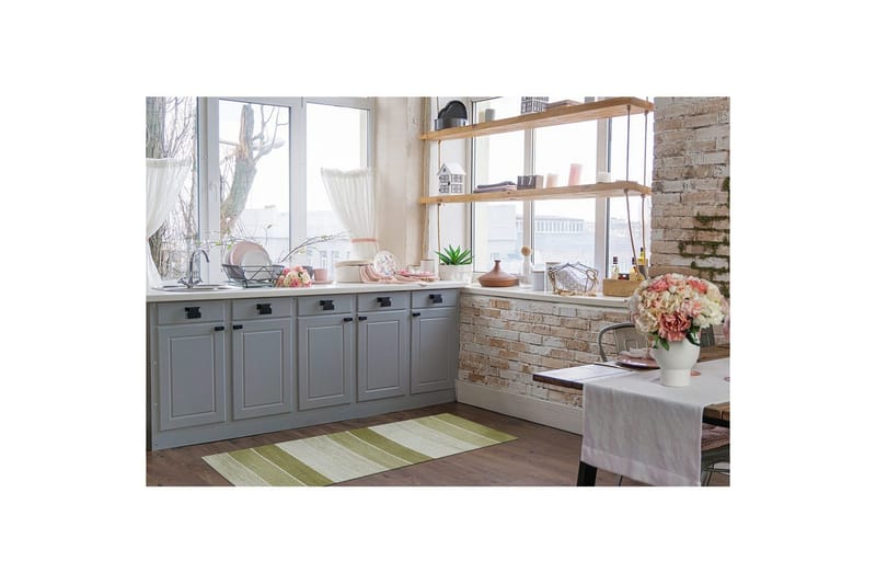 Garnmatta Båstad - 75x150 cm, Grön - Textil & mattor - Mattor - Modern matta - Bomullsmatta