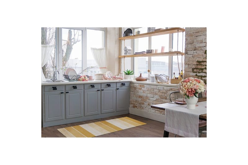 Garnmatta Båstad - 75x150 cm, Gul - Textil & mattor - Mattor - Modern matta - Bomullsmatta