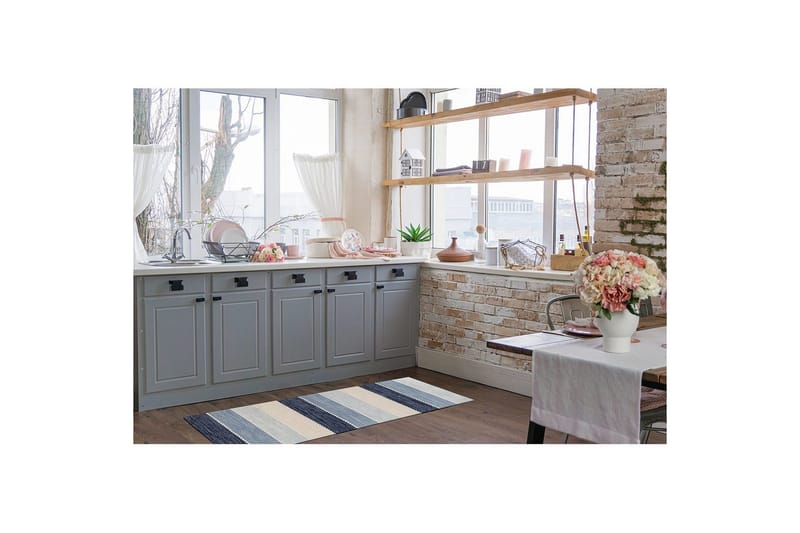 Garnmatta Båstad - 75x220 cm, Blå - Textil & mattor - Mattor - Modern matta - Bomullsmatta