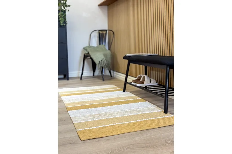 Garnmatta Båstad - 75x280 cm, Gul - Textil & mattor - Mattor - Modern matta - Bomullsmatta