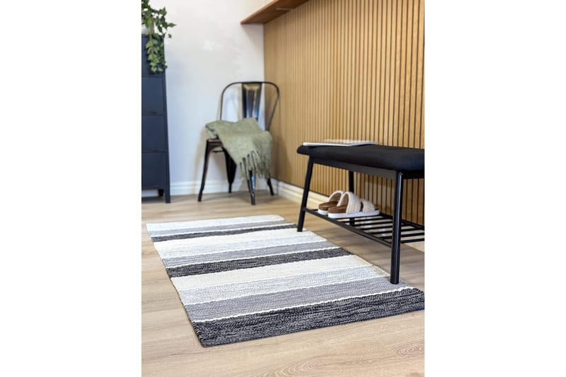 Garnmatta Båstad - 75x280 cm, Svart - Textil & mattor - Mattor - Modern matta - Bomullsmatta