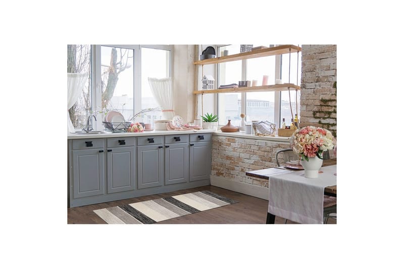 Garnmatta Båstad - 75x280 cm, Svart - Textil & mattor - Mattor - Modern matta - Bomullsmatta