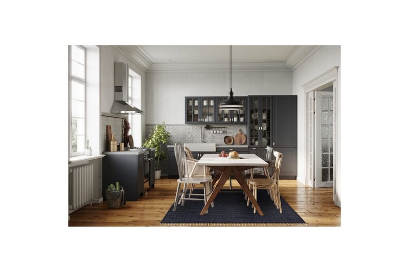 Garnmatta Line - 130x190 cm, Marinblå - Textil & mattor - Mattor - Modern matta - Bomullsmatta
