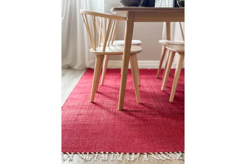 Garnmatta Line - 130x190 cm, Röd - Textil & mattor - Mattor - Modern matta - Bomullsmatta