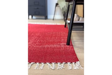 Garnmatta Line - 130x190 cm, Röd - Textil & mattor - Mattor - Modern matta - Bomullsmatta