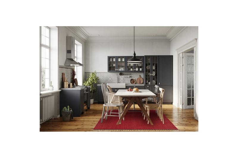 Garnmatta Line - 130x190 cm, Röd - Textil & mattor - Mattor - Modern matta - Bomullsmatta