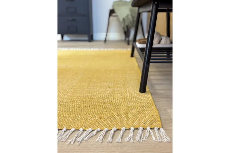 Garnmatta Line - 160x230 cm, Gul - Textil & mattor - Mattor - Modern matta - Bomullsmatta