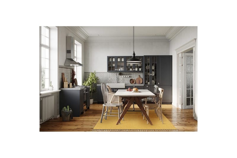 Garnmatta Line - 200x300 cm, Gul - Textil & mattor - Mattor - Modern matta - Bomullsmatta