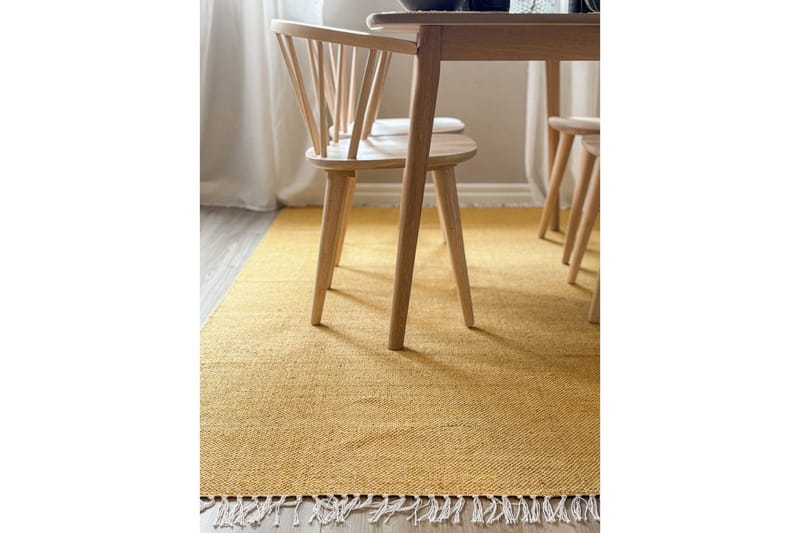 Garnmatta Line - 200x300 cm, Gul - Textil & mattor - Mattor - Modern matta - Bomullsmatta