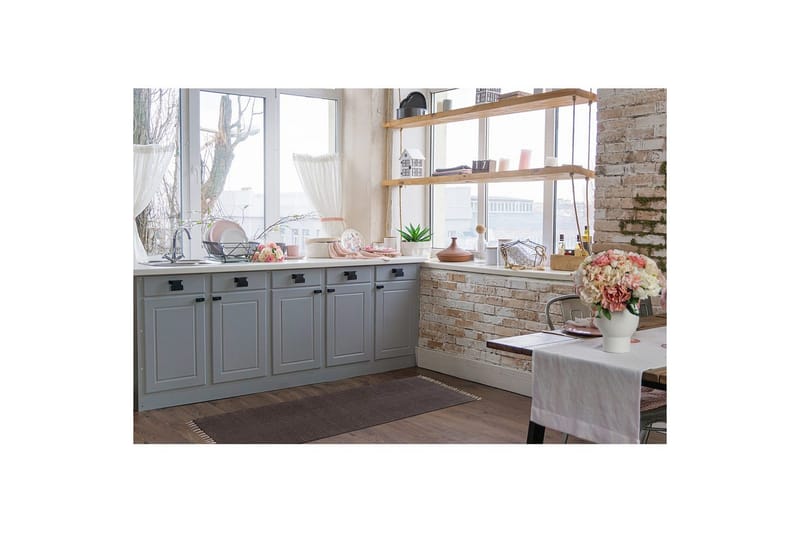 Garnmatta Line - 75x220 cm, Choklad - Textil & mattor - Mattor - Modern matta - Bomullsmatta