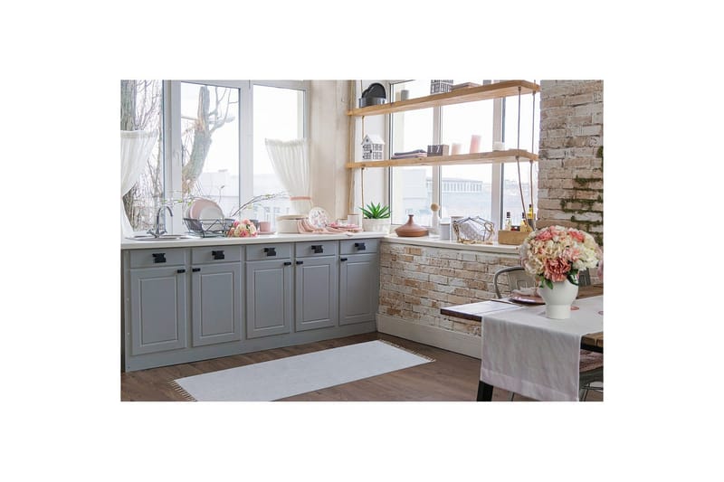 Garnmatta Line - 75x220 cm, Duvblå - Textil & mattor - Mattor - Modern matta - Bomullsmatta