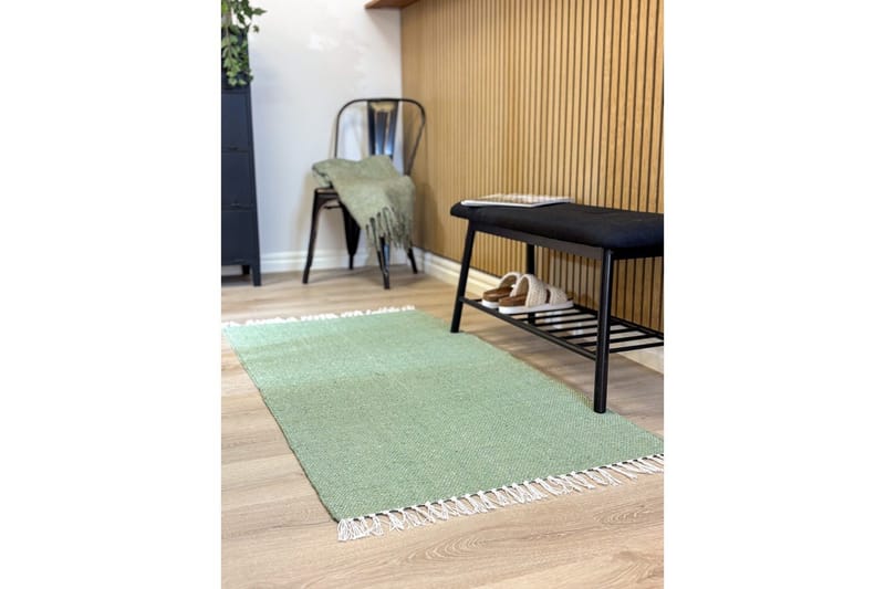 Garnmatta Line - 75x220 cm, Grön - Textil & mattor - Mattor - Modern matta - Bomullsmatta
