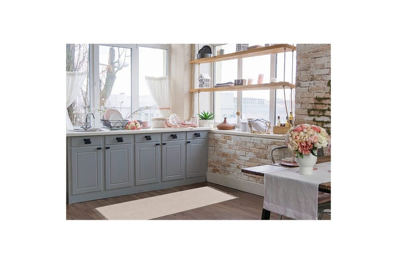 Garnmatta Line - 75x220 cm, Greige - Textil & mattor - Mattor - Modern matta - Bomullsmatta