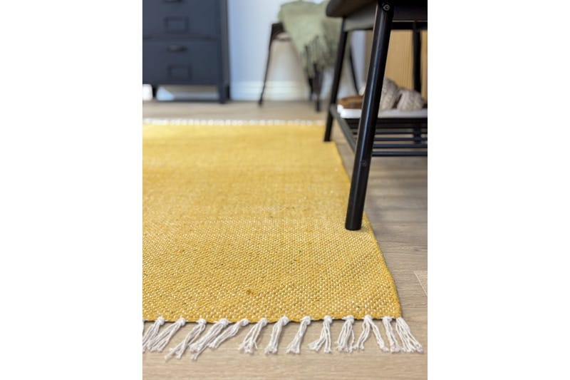 Garnmatta Line - 75x220 cm, Gul - Textil & mattor - Mattor - Modern matta - Bomullsmatta