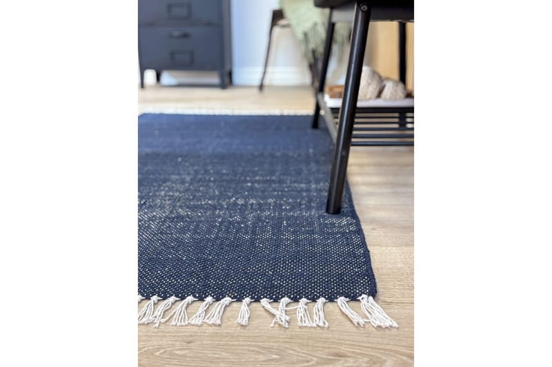 Garnmatta Line - 75x220 cm, Marinblå - Textil & mattor - Mattor - Modern matta - Bomullsmatta