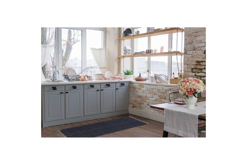 Garnmatta Line - 75x220 cm, Marinblå - Textil & mattor - Mattor - Modern matta - Bomullsmatta