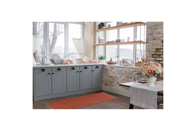 Garnmatta Line - 75x220 cm, Terracotta - Textil & mattor - Mattor - Modern matta - Bomullsmatta