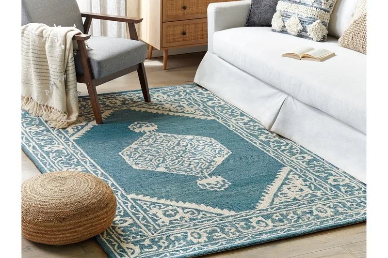 Gevas Ullmatta 200x200 cm Kvadratisk - Blå - Textil & mattor - Mattor - Modern matta - Ullmatta