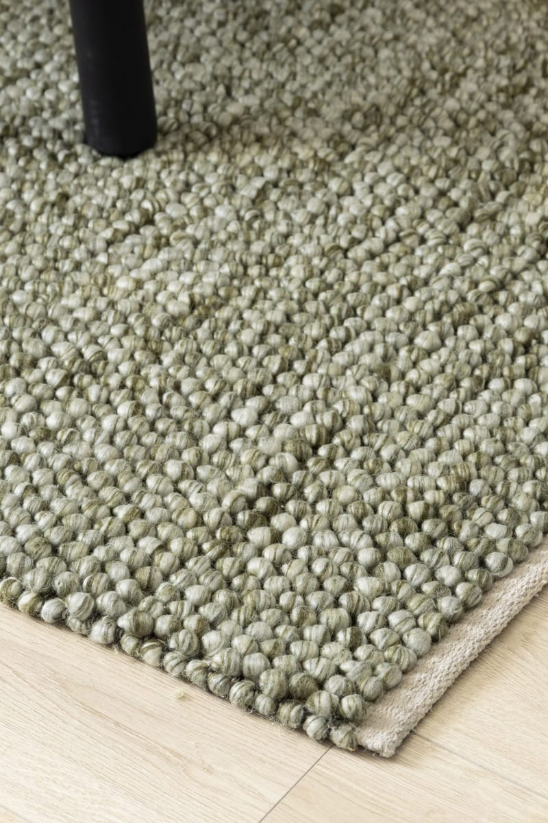 Handvävd Matta Bubble Kvadratisk 200x200 cm - Olivgrön - Textil & mattor - Mattor - Modern matta - Ullmatta