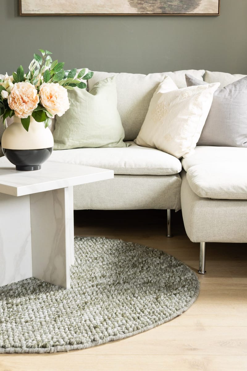 Handvävd Matta Bubble Rund 160 cm - Olivgrön - Textil & mattor - Mattor - Modern matta - Ullmatta