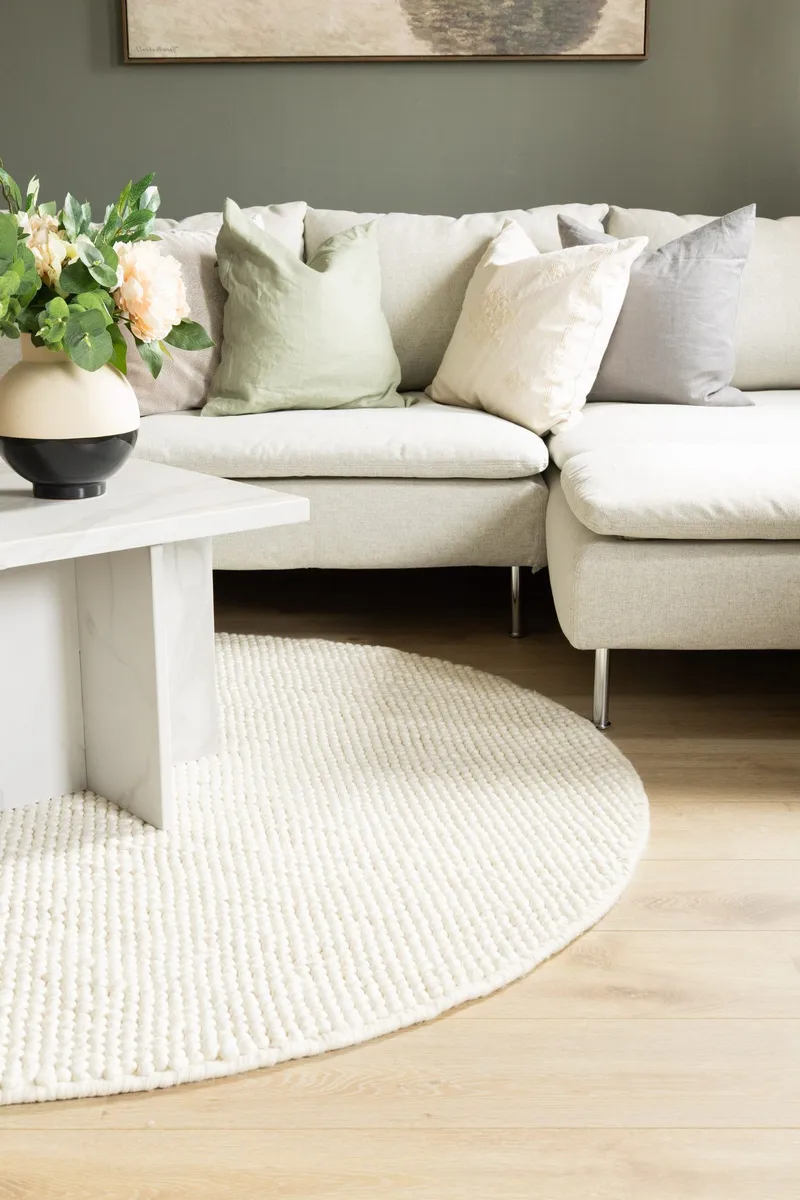 Handvävd Matta Bubble Rund 300 cm - Creme - Textil & mattor - Mattor - Modern matta - Ullmatta