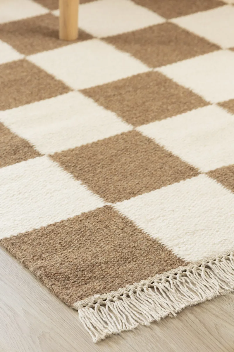Handvävd Matta Nordic Check 140x200 cm - Choklad - Textil & mattor - Mattor - Modern matta - Ullmatta
