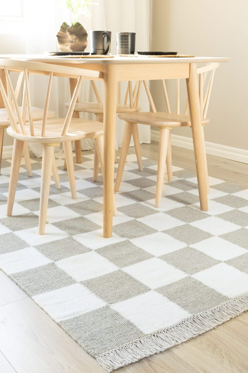Handvävd Matta Nordic Check 140x200 cm - Grå - Textil & mattor - Mattor - Modern matta - Ullmatta
