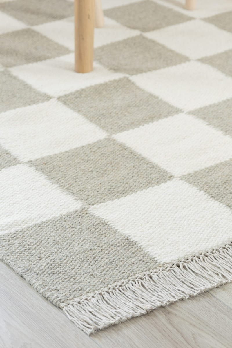Handvävd Matta Nordic Check 140x200 cm - Grå - Textil & mattor - Mattor - Modern matta - Ullmatta