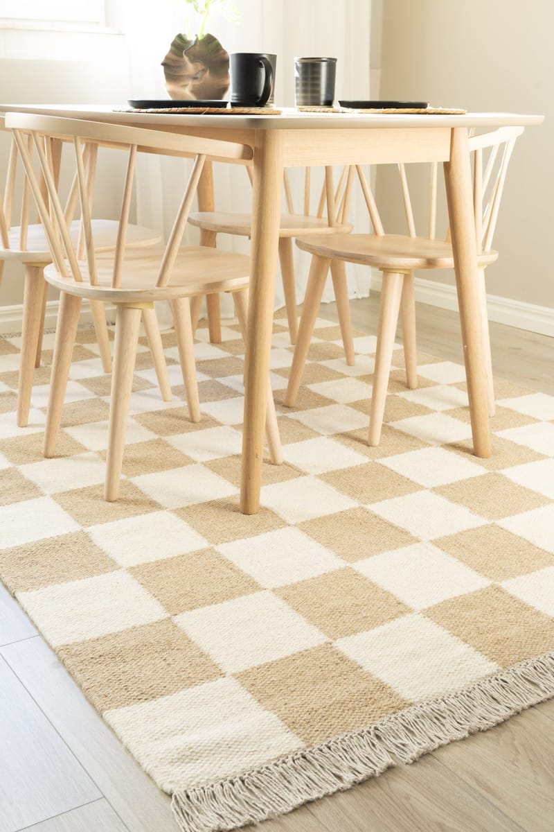 Handvävd Matta Nordic Check 140x200 cm - Linne - Textil & mattor - Mattor - Modern matta - Ullmatta