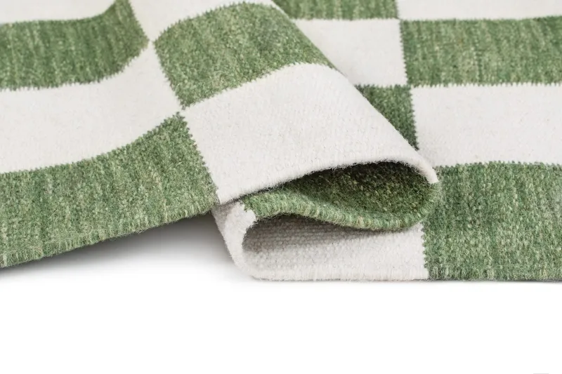 Handvävd Matta Nordic Check 160x230 cm - Smaragdgrön - Textil & mattor - Mattor - Modern matta - Ullmatta