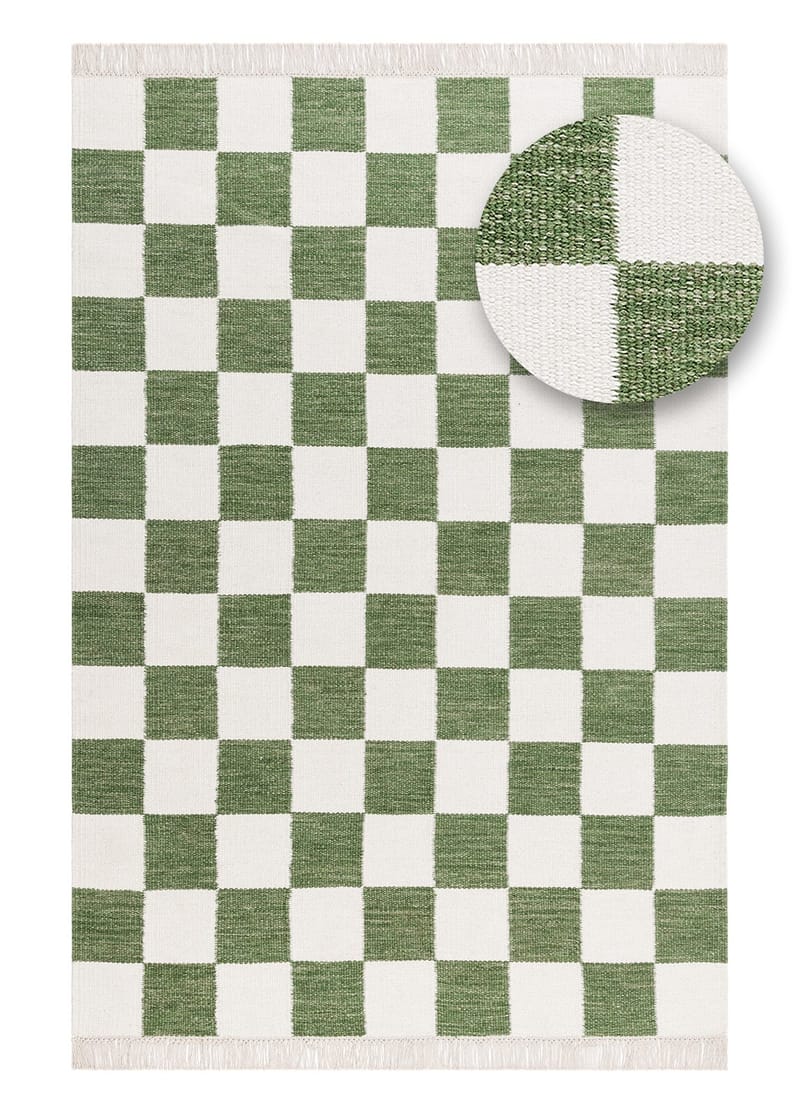 Handvävd Matta Nordic Check 160x230 cm - Smaragdgrön - Textil & mattor - Mattor - Modern matta - Ullmatta