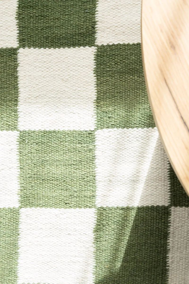 Handvävd Matta Nordic Check 160x230 cm - Smaragdgrön - Textil & mattor - Mattor - Modern matta - Ullmatta