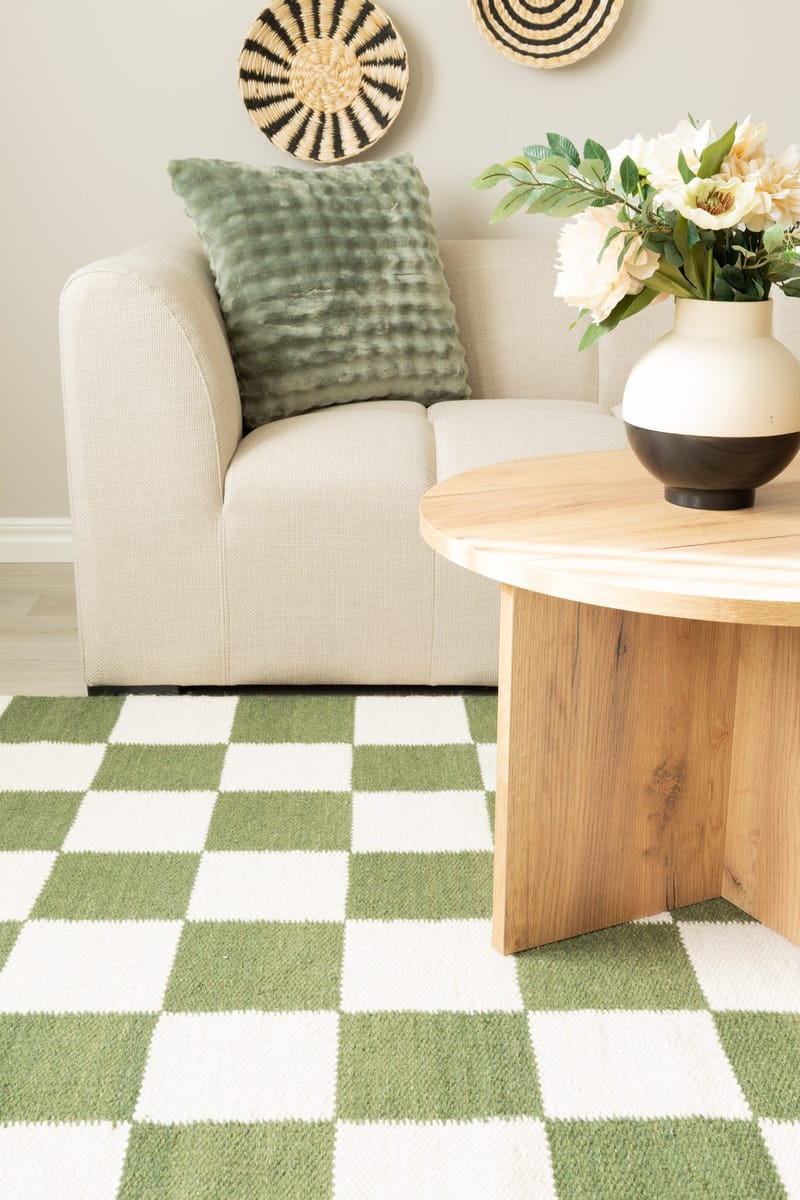 Handvävd Matta Nordic Check 160x230 cm - Smaragdgrön - Textil & mattor - Mattor - Modern matta - Ullmatta