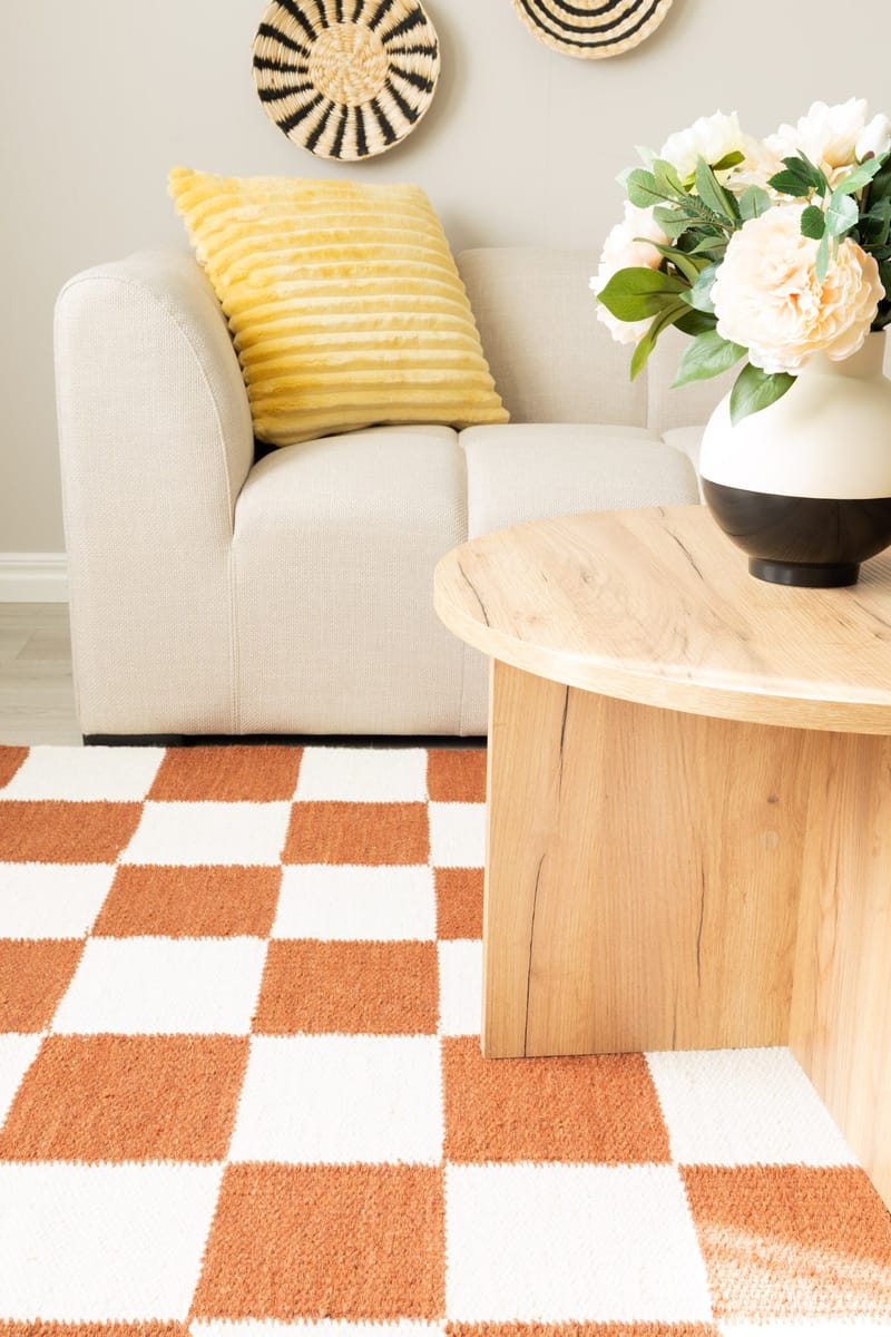 Handvävd Matta Nordic Check 160x230 cm - Terracotta - Textil & mattor - Mattor - Modern matta - Ullmatta