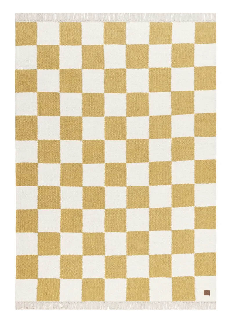 Handvävd Matta Nordic Check 200x300 cm, Lejongul
