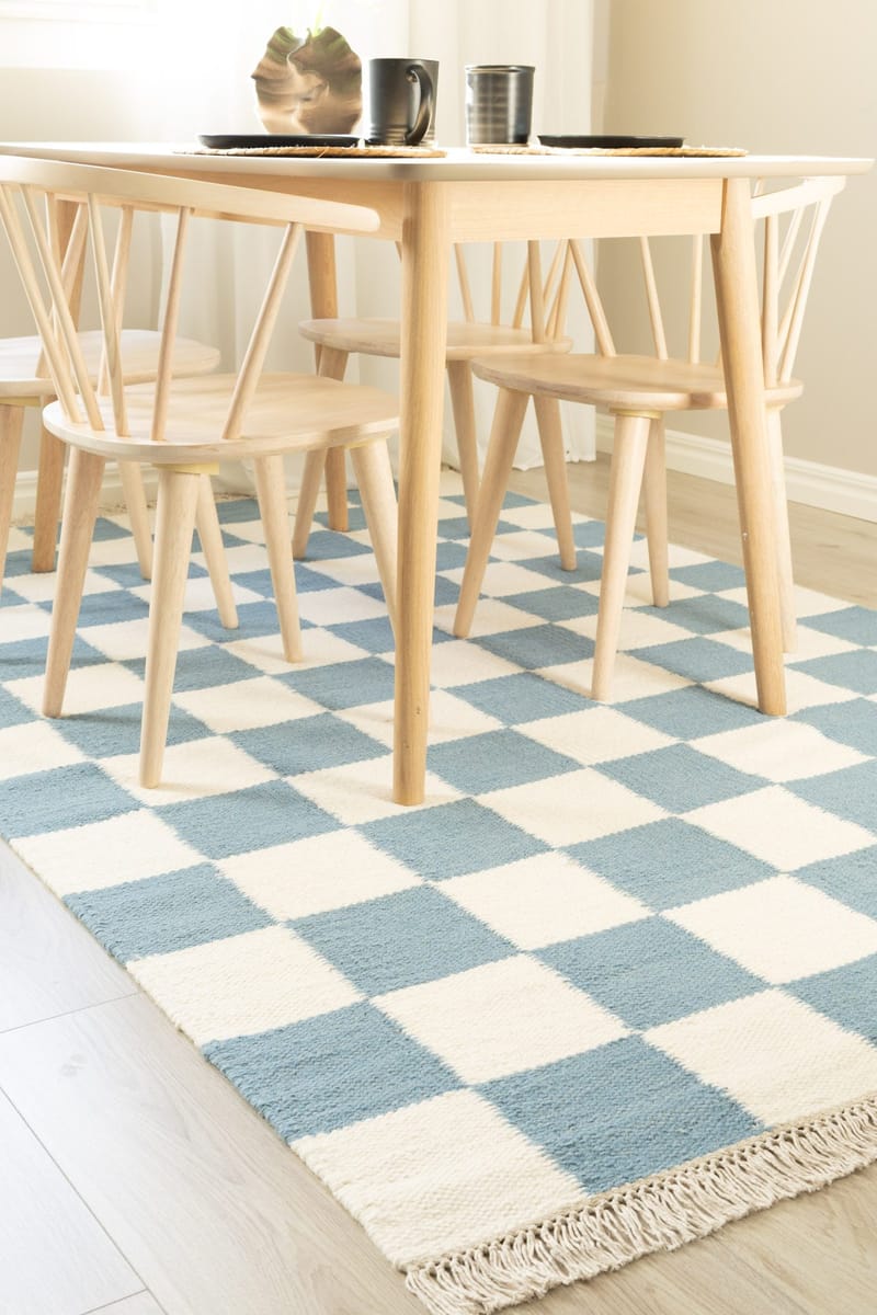 Handvävd Matta Nordic Check 240x340 cm - Duvblå - Textil & mattor - Mattor - Modern matta - Ullmatta